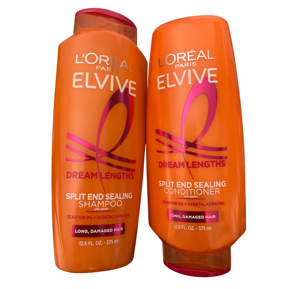 L'Oreal Elvive Dream Lengths Shampoo Conditioner Set 12.6oz Castor Oil Keratin